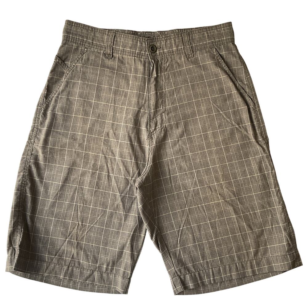 Billabong Men Shorts 30 Brown Logo Embroidery Plaid Casual Button 11" Inseam